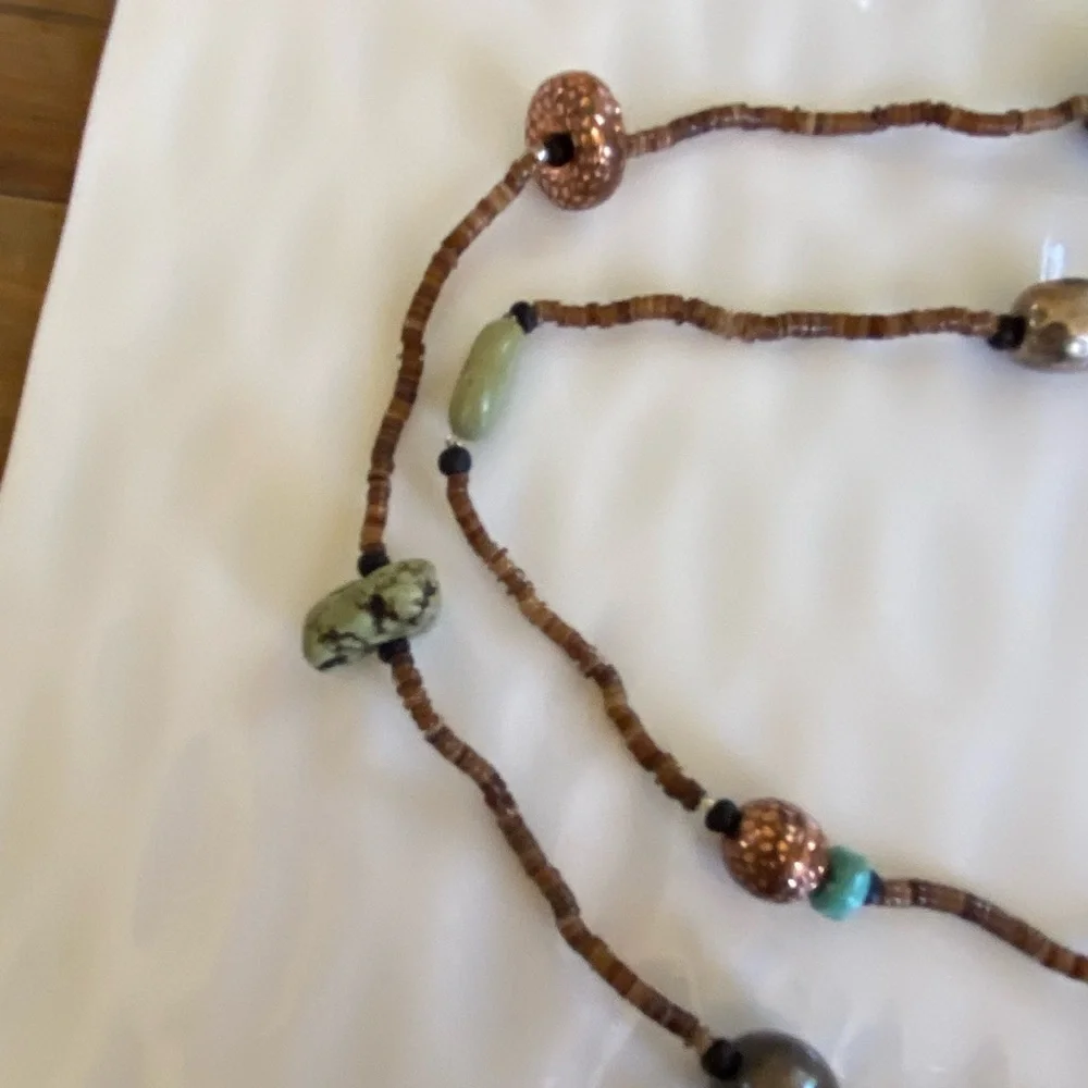 Silpada Bohemian Shells and Stone Beaded Necklace 60” long.  N1569 - Picture 6 of 8